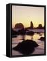 Sunset and Seastacks, Bandon Beach, Oregon, USA-Darrell Gulin-Framed Stretched Canvas