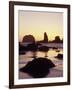 Sunset and Seastacks, Bandon Beach, Oregon, USA-Darrell Gulin-Framed Photographic Print