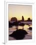 Sunset and Seastacks, Bandon Beach, Oregon, USA-Darrell Gulin-Framed Photographic Print