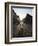 Sunset and Shadow of a Cyclist on Cobbled Street, Old Town, UNESCO World Heritage Site, Bruges-Christian Kober-Framed Photographic Print