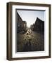 Sunset and Shadow of a Cyclist on Cobbled Street, Old Town, UNESCO World Heritage Site, Bruges-Christian Kober-Framed Photographic Print