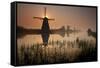 Sunset and Silhouetted Windmills Reflected in the Canals Kinderdijk-Darrell Gulin-Framed Stretched Canvas