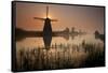 Sunset and Silhouetted Windmills Reflected in the Canals Kinderdijk-Darrell Gulin-Framed Stretched Canvas