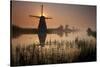 Sunset and Silhouetted Windmills Reflected in the Canals Kinderdijk-Darrell Gulin-Stretched Canvas