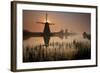 Sunset and Silhouetted Windmills Reflected in the Canals Kinderdijk-Darrell Gulin-Framed Photographic Print