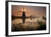 Sunset and Silhouetted Windmills Reflected in the Canals Kinderdijk-Darrell Gulin-Framed Photographic Print