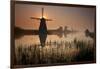 Sunset and Silhouetted Windmills Reflected in the Canals Kinderdijk-Darrell Gulin-Framed Photographic Print
