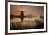 Sunset and Silhouetted Windmills Reflected in the Canals Kinderdijk-Darrell Gulin-Framed Photographic Print