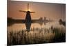 Sunset and Silhouetted Windmills Reflected in the Canals Kinderdijk-Darrell Gulin-Mounted Photographic Print