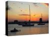 Sunset and Yachts, The Broadwater, Gold Coast, Queensland, Australia-David Wall-Stretched Canvas