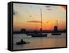 Sunset and Yachts, The Broadwater, Gold Coast, Queensland, Australia-David Wall-Framed Stretched Canvas