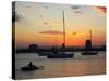 Sunset and Yachts, The Broadwater, Gold Coast, Queensland, Australia-David Wall-Stretched Canvas