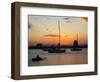 Sunset and Yachts, The Broadwater, Gold Coast, Queensland, Australia-David Wall-Framed Photographic Print