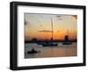 Sunset and Yachts, The Broadwater, Gold Coast, Queensland, Australia-David Wall-Framed Photographic Print