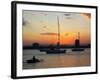 Sunset and Yachts, The Broadwater, Gold Coast, Queensland, Australia-David Wall-Framed Photographic Print