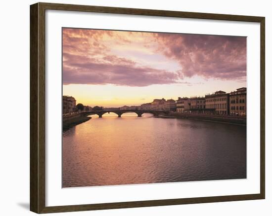 Sunset, Arno River, Tuscany, Italy-Walter Bibikow-Framed Photographic Print