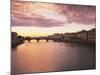 Sunset, Arno River, Tuscany, Italy-Walter Bibikow-Mounted Photographic Print