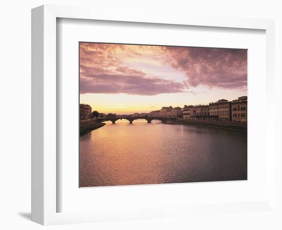 Sunset, Arno River, Tuscany, Italy-Walter Bibikow-Framed Photographic Print