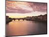 Sunset, Arno River, Tuscany, Italy-Walter Bibikow-Mounted Photographic Print