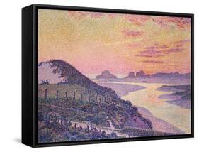 Sunset at Ambleteuse, Pas De Calais-Théo van Rysselberghe-Framed Stretched Canvas