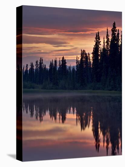 Sunset at An Unnamed Lake Near Salmo Lake, Alaska Highway, Yukon Territory, Canada, North America-James Hager-Stretched Canvas