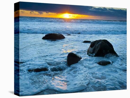 Sunset at Beach on Martha's Vineyard During Winter-James Shive-Stretched Canvas