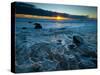 Sunset at Beach with Waves Breaking on Shoreline, Martha's Vineyard-James Shive-Stretched Canvas