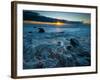 Sunset at Beach with Waves Breaking on Shoreline, Martha's Vineyard-James Shive-Framed Photographic Print