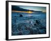 Sunset at Beach with Waves Breaking on Shoreline, Martha's Vineyard-James Shive-Framed Photographic Print