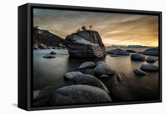 Sunset at Bonsai Rock in Lake Tahoe, Nevada-Raymond Carter-Framed Stretched Canvas