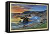 Sunset at Cape San Sabastian on Oregon Coast Highway, Oregon - Oregon Coast-Lantern Press-Framed Stretched Canvas