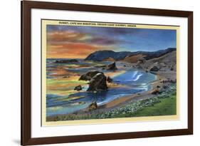 Sunset at Cape San Sabastian on Oregon Coast Highway, Oregon - Oregon Coast-Lantern Press-Framed Art Print