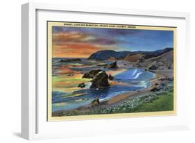 Sunset at Cape San Sabastian on Oregon Coast Highway, Oregon - Oregon Coast-Lantern Press-Framed Art Print