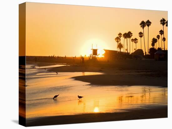 Sunset at Corona Del Mar Beach, Newport Beach, Orange County, California, United States of America,-Richard Cummins-Stretched Canvas