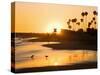 Sunset at Corona Del Mar Beach, Newport Beach, Orange County, California, United States of America,-Richard Cummins-Stretched Canvas