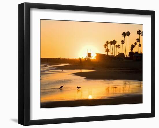 Sunset at Corona Del Mar Beach, Newport Beach, Orange County, California, United States of America,-Richard Cummins-Framed Photographic Print