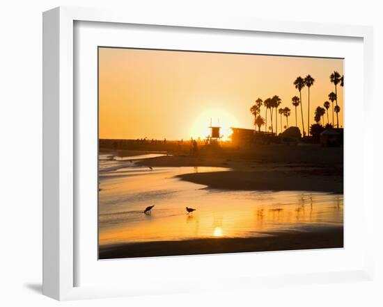 Sunset at Corona Del Mar Beach, Newport Beach, Orange County, California, United States of America,-Richard Cummins-Framed Photographic Print