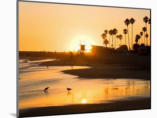 Sunset at Corona Del Mar Beach, Newport Beach, Orange County, California, United States of America,-Richard Cummins-Mounted Photographic Print