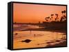 Sunset at Corona Del Mar Beach, Newport Beach, Orange County, California, United States of America,-Richard Cummins-Framed Stretched Canvas