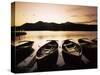 Sunset at Derwent Water, Keswick, Lake District, Cumbria, England, United Kingdom-Roy Rainford-Stretched Canvas
