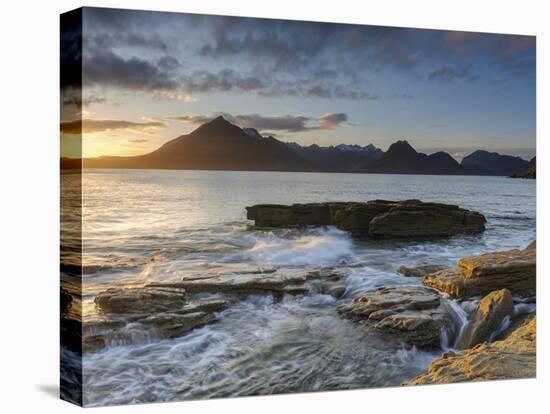 Sunset at Elgol Beach on Loch Scavaig, Cuillin Mountains, Isle of Skye, Scotland-Chris Hepburn-Stretched Canvas