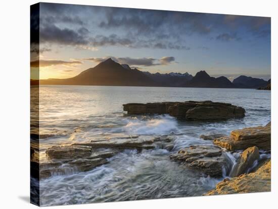 Sunset at Elgol Beach on Loch Scavaig, Cuillin Mountains, Isle of Skye, Scotland-Chris Hepburn-Stretched Canvas