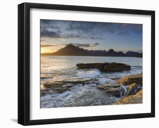 Sunset at Elgol Beach on Loch Scavaig, Cuillin Mountains, Isle of Skye, Scotland-Chris Hepburn-Framed Photographic Print