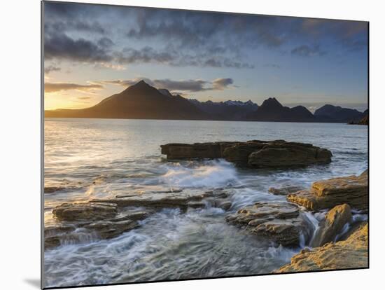 Sunset at Elgol Beach on Loch Scavaig, Cuillin Mountains, Isle of Skye, Scotland-Chris Hepburn-Mounted Photographic Print