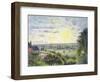 Sunset at Eragny, 1891-Camille Pissarro-Framed Premium Giclee Print