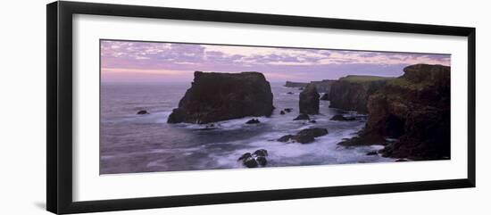 Sunset at Eshaness Basalt Cliffs, with Moo Stack on Left, Northmavine, Shetland Islands, Scotland-Patrick Dieudonne-Framed Photographic Print