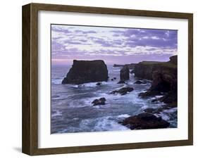 Sunset at Eshaness Basalt Cliffs, with Moo Stack on Left, Northmavine, Shetland Islands, Scotland-Patrick Dieudonne-Framed Photographic Print