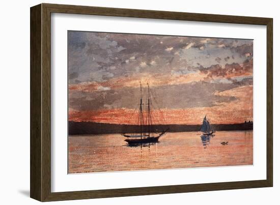 Sunset at Gloucester, 1880 (W/C & Graphite on Wove Paper)-Winslow Homer-Framed Giclee Print