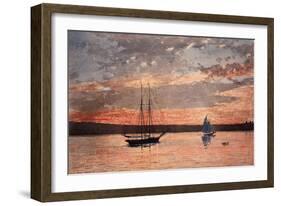 Sunset at Gloucester, 1880 (W/C & Graphite on Wove Paper)-Winslow Homer-Framed Giclee Print