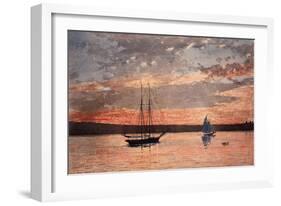 Sunset at Gloucester, 1880 (W/C & Graphite on Wove Paper)-Winslow Homer-Framed Giclee Print